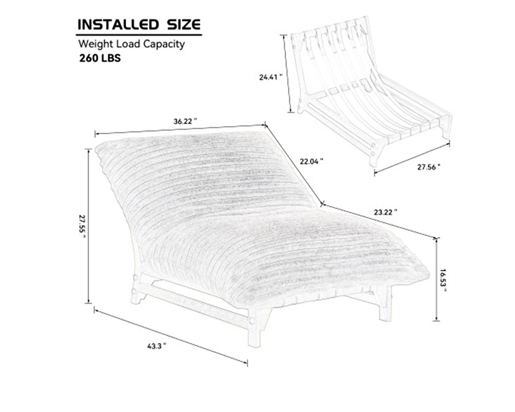 Accent Armless Corduroy Fabric Lazy Sofa