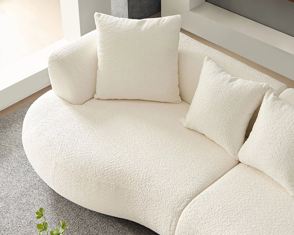 102.36 inch 4-Seat Boucle Fabric Cream Style Couch