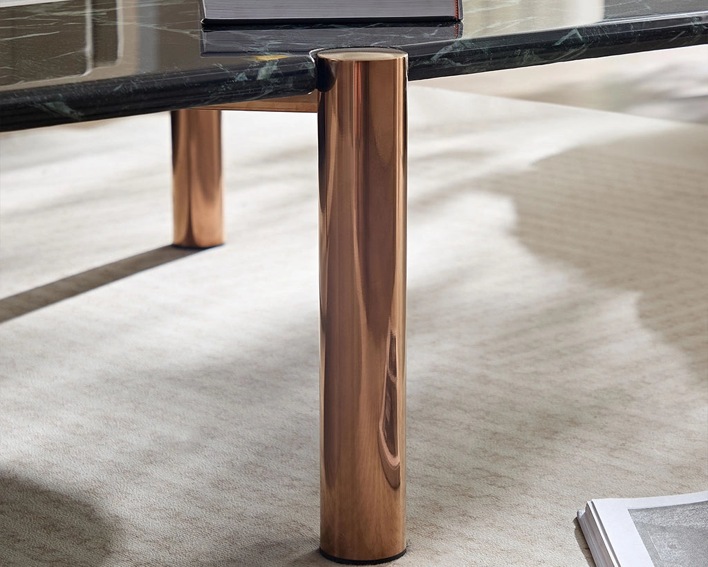 Modern Coffee Table with Gold Frame & Faux Marble Top