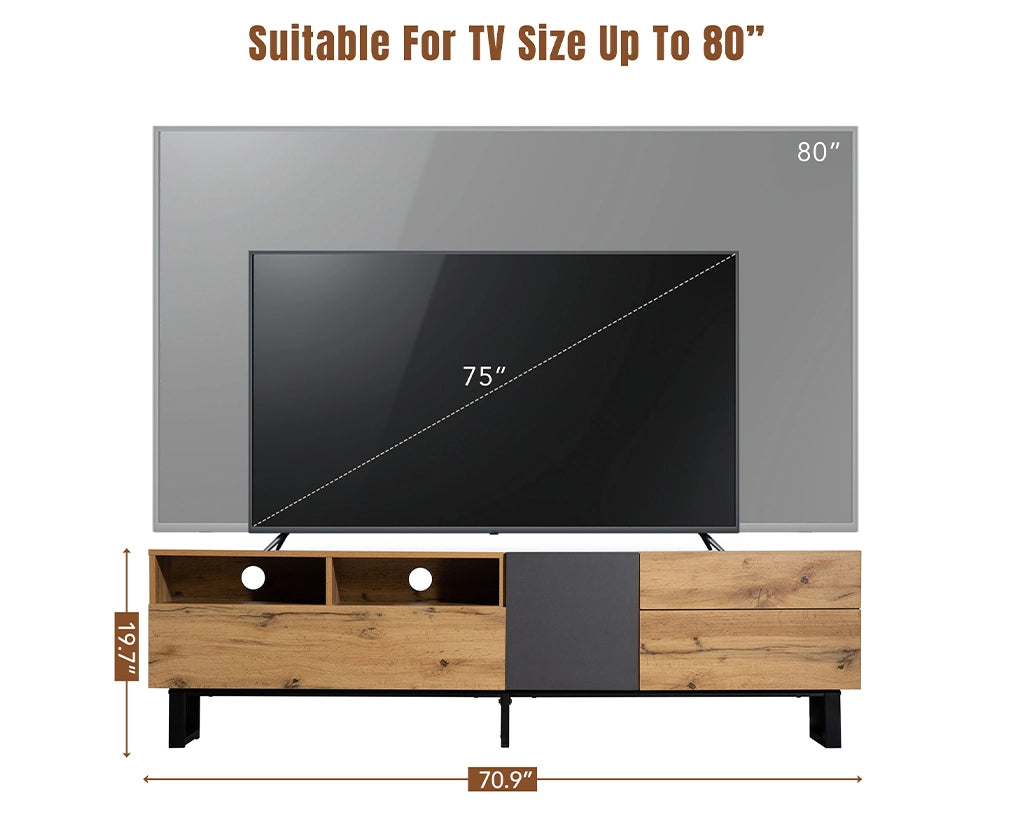 70.90" Modern TV Stand for 80'' TV with Double Storage Space, Media Console Table