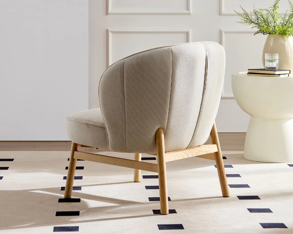 Ash Wooden Frame Upholstered Lounge Shell Chair