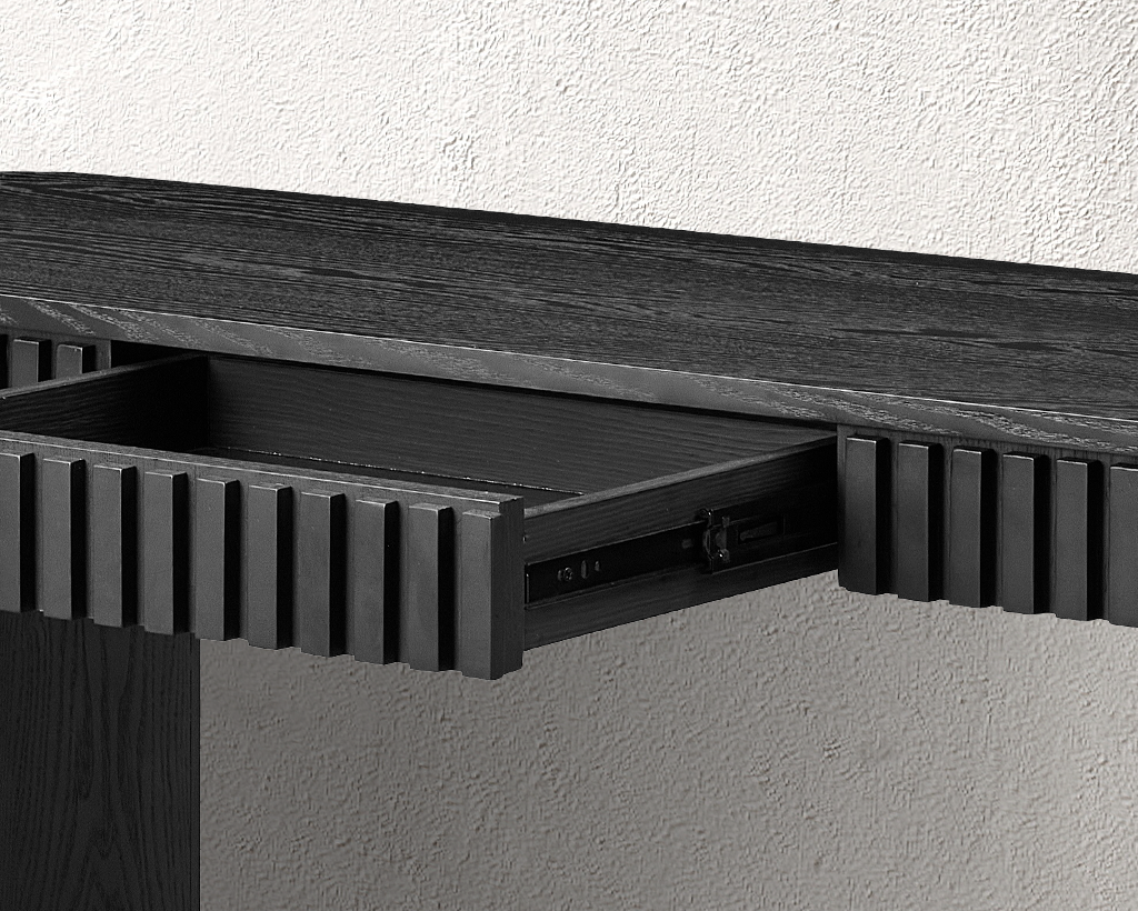 59.05" Modern Console Table with Drawer & Vertical Stripe Design