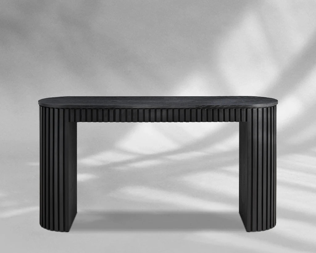 59.05" Modern Console Table with Drawer & Vertical Stripe Design