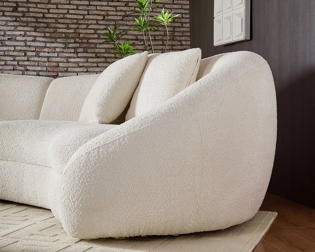 125.98" Modern Curved Sofa with Elegant Love Heart Design