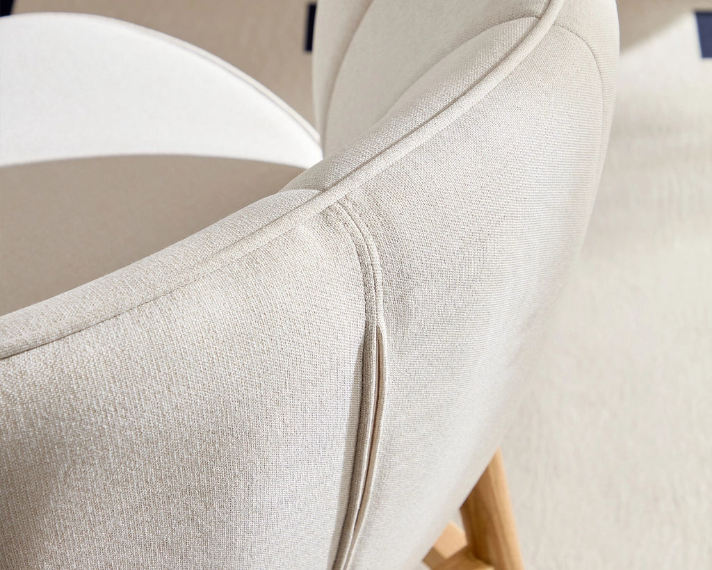 Ash Wooden Frame Upholstered Lounge Shell Chair