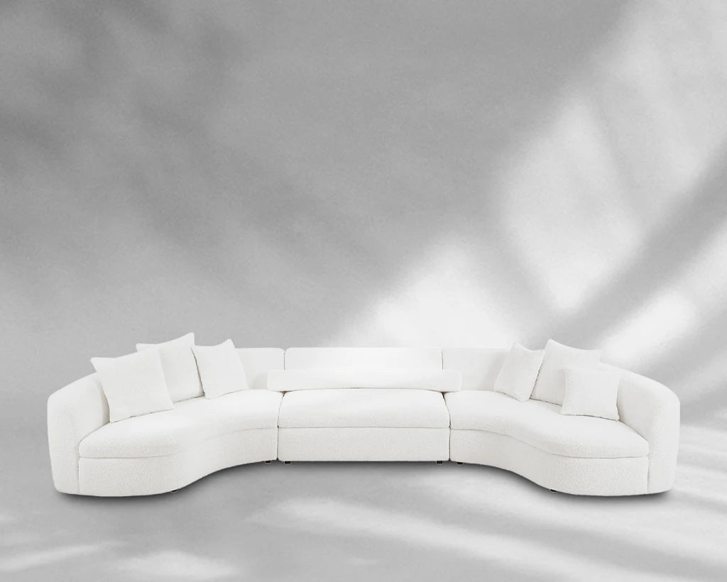 Oversized Modern 3-Piece Upholstered Sofa – Ultimate Comfort 6-8 Seater– White