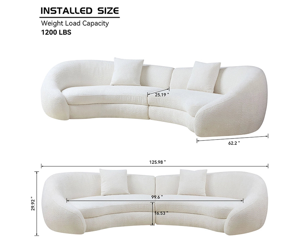 125.98" Modern Curved Sofa with Elegant Love Heart Design