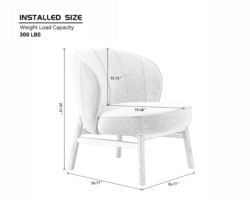 Ash Wooden Frame Upholstered Lounge Shell Chair