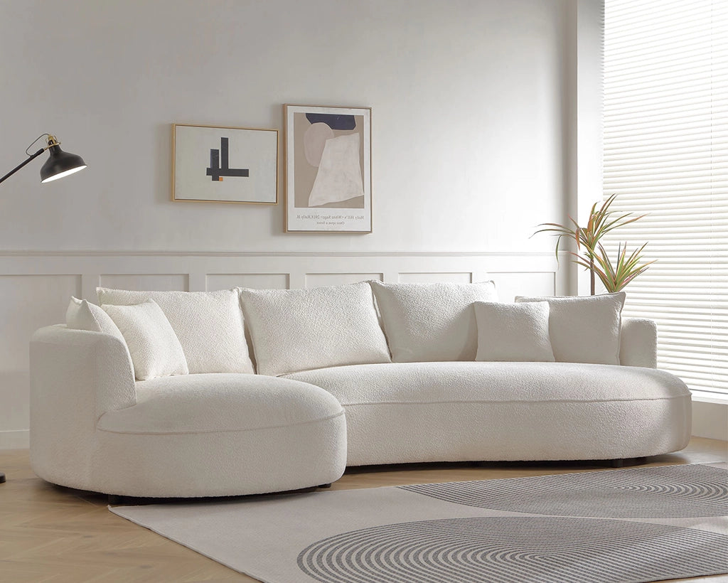 124.80"Beige Curved Sofa with Ingenious Shape – Modern, Stylish Design