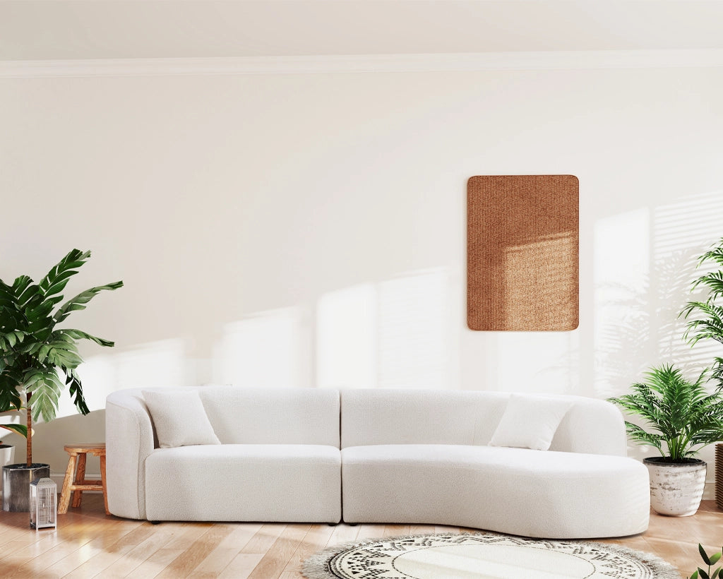 Luxury Modern Upholstery Curved Sofa with Chaise 2-Piece Left/Right-Hand Facing Sectional, Boucle Couch in White