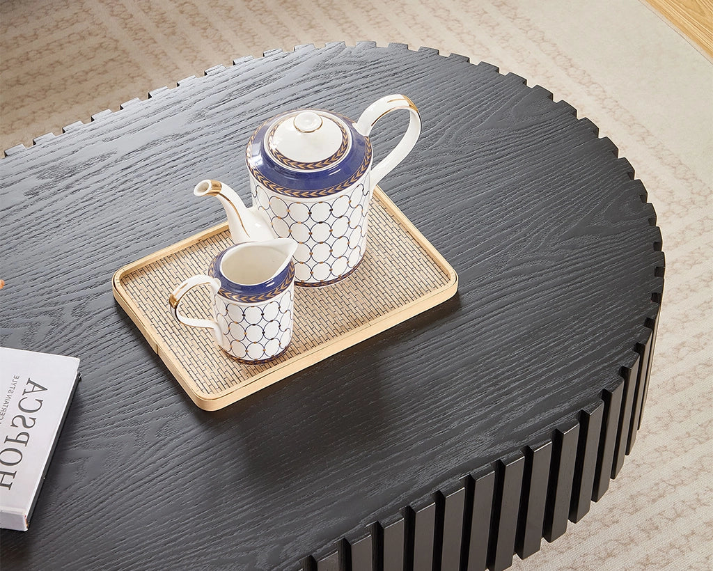 43.7Inch Modern Handcraft Drum Coffee Table Oval Coffee Table