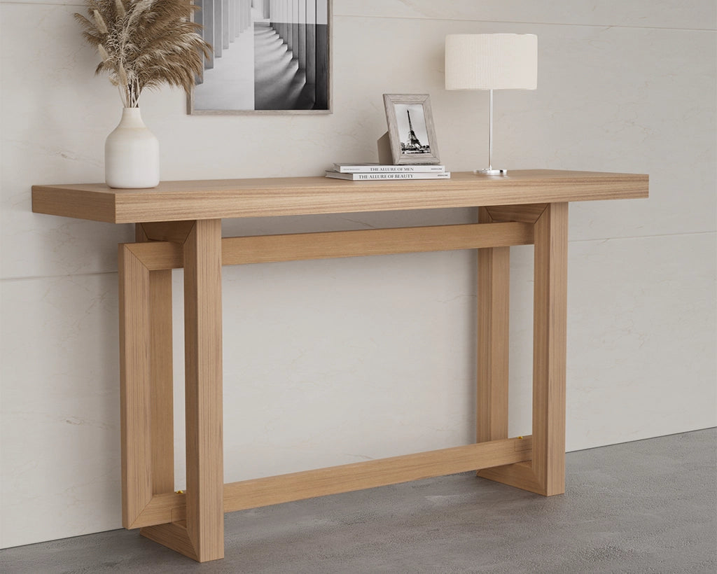 59.05-Inch Oak Finish MDF Console Table