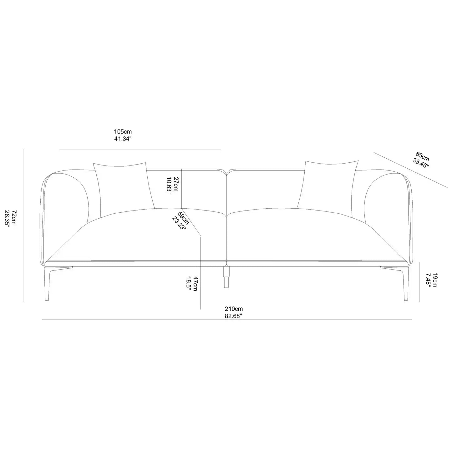 83" Soft Knoll Comfy Modern Sofa for Movie Nights & Reading Green/Orange/Brown