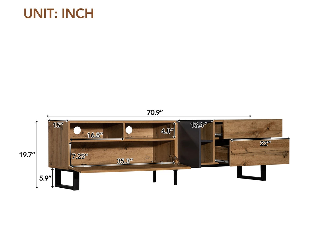 70.90" Modern TV Stand for 80'' TV with Double Storage Space, Media Console Table