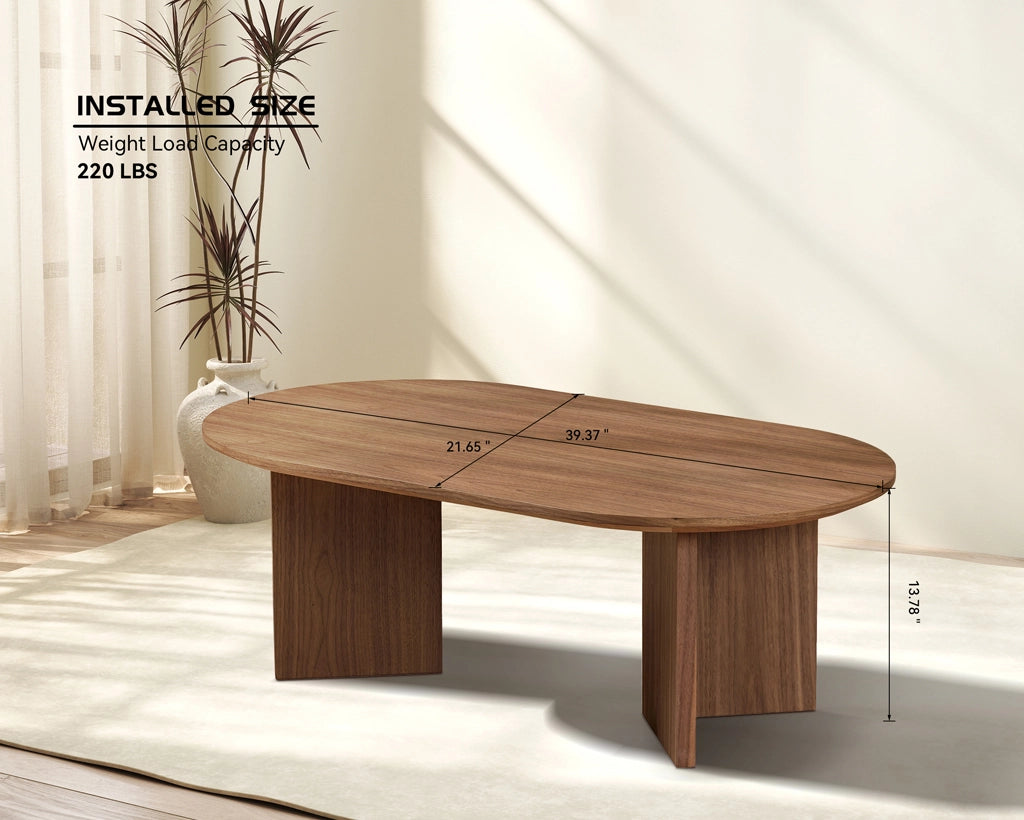 39.37" Modern Oval Coffee Table with Sturdy Pedestal