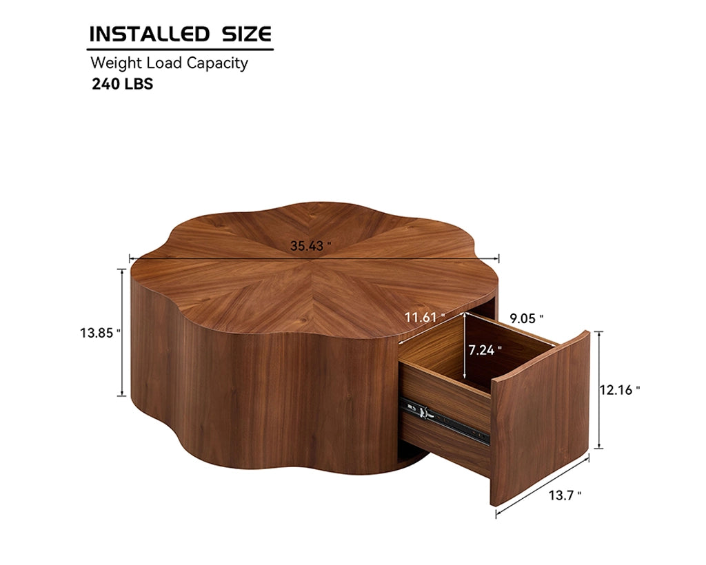 (Pre-Sale)35.43 inch Petal - Small Coffee Table with Hidden Drawer for Living Room