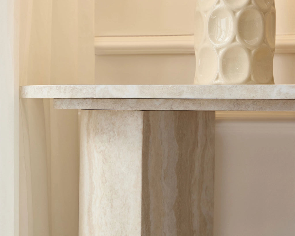 55.12" Faux Marble Console Table with Modern Design