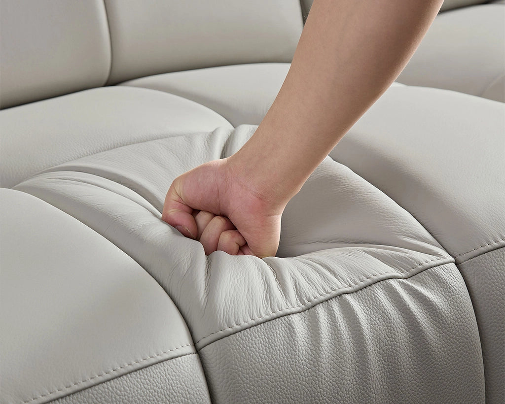 3 Seat Modern Electric Control Genuine Leather L Shaped Couch