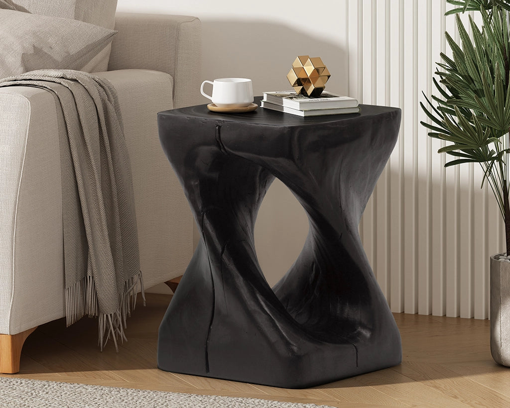 Sculptural MGO Coffee Table, Wood-Grain Finish, Multi-Color