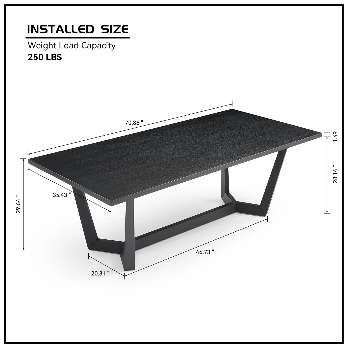 Rectangular MDF Dining Table – Mid-Century Modern, Indoor/Outdoor Use