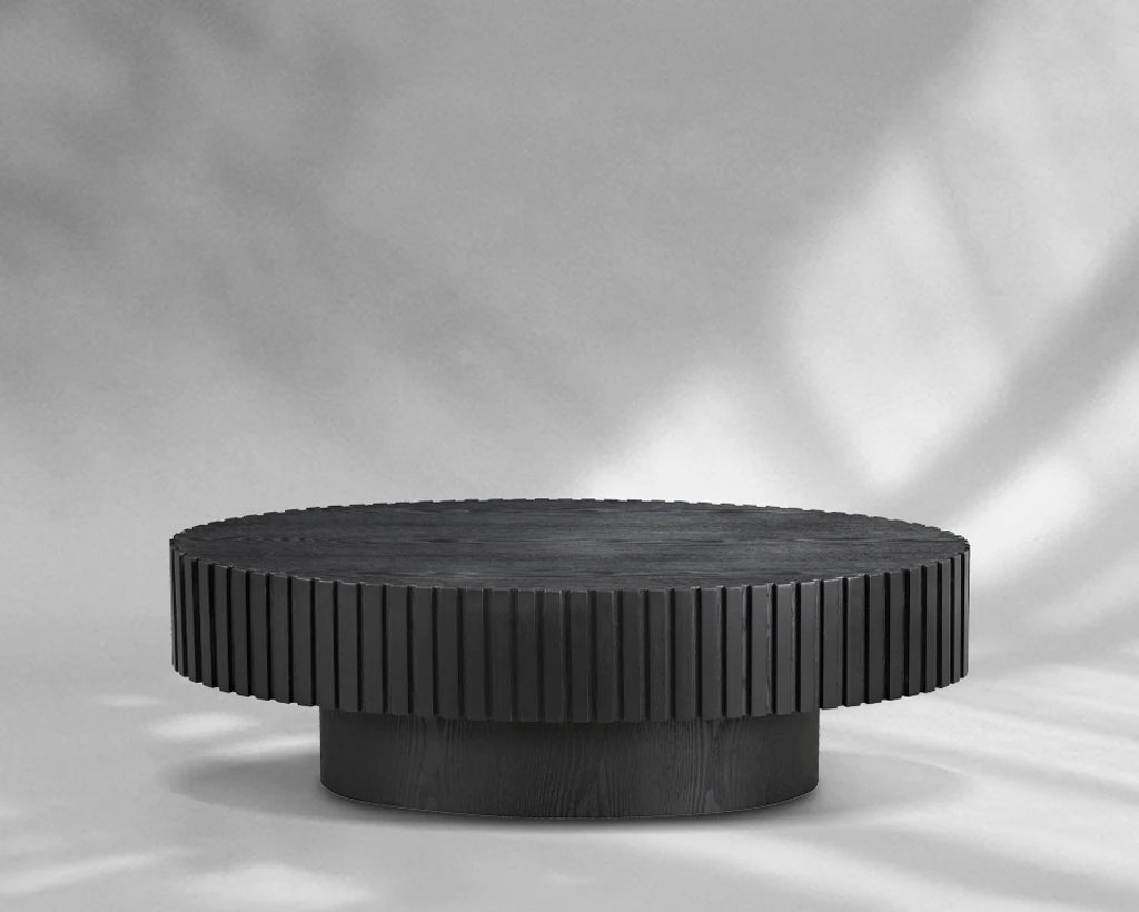 Modern Handcrafted 43.7" Oval Drum Coffee Table