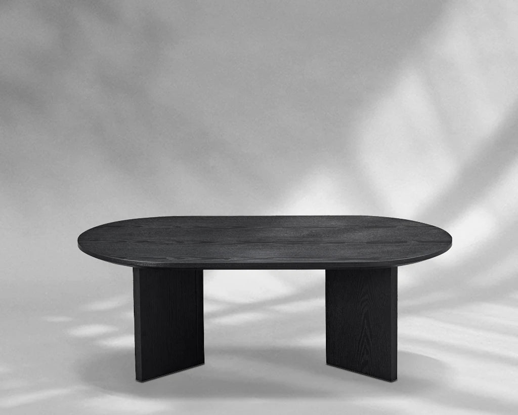 39.37" Modern Oval Coffee Table with Sturdy Pedestal