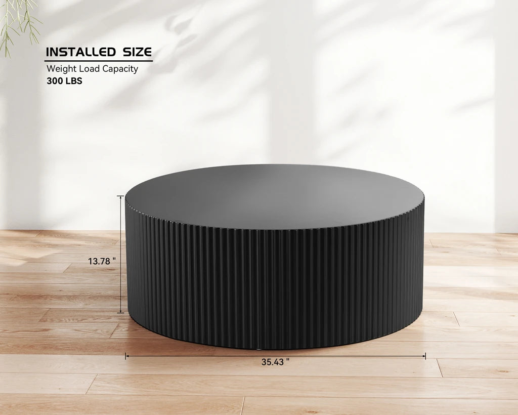Sleek and Modern Round Coffee Table with Eye-Catching Relief Design