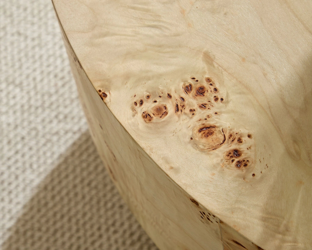 31.49''Mid Century Modern Round Wood Coffee Table with Burl Wood Veneer