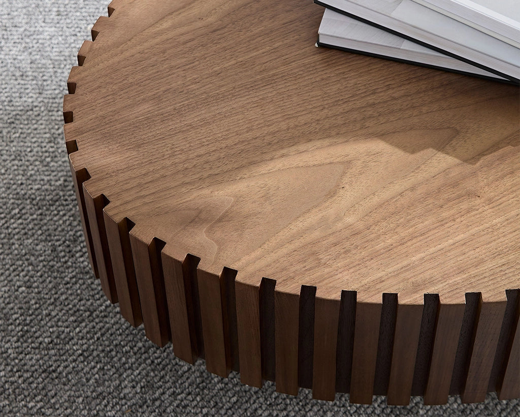 Modern Handcrafted 43.7" Oval Drum Coffee Table