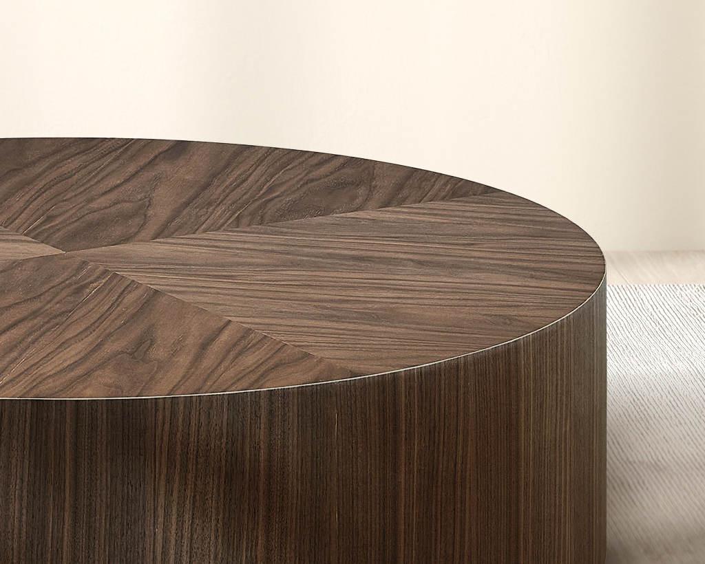 35.43" Modern Round MDF Drum Coffee Table