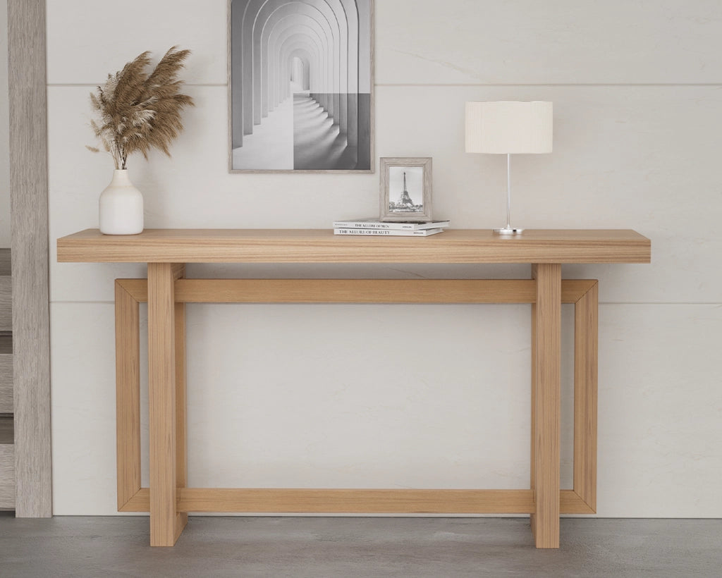 59.05-Inch Oak Finish MDF Console Table