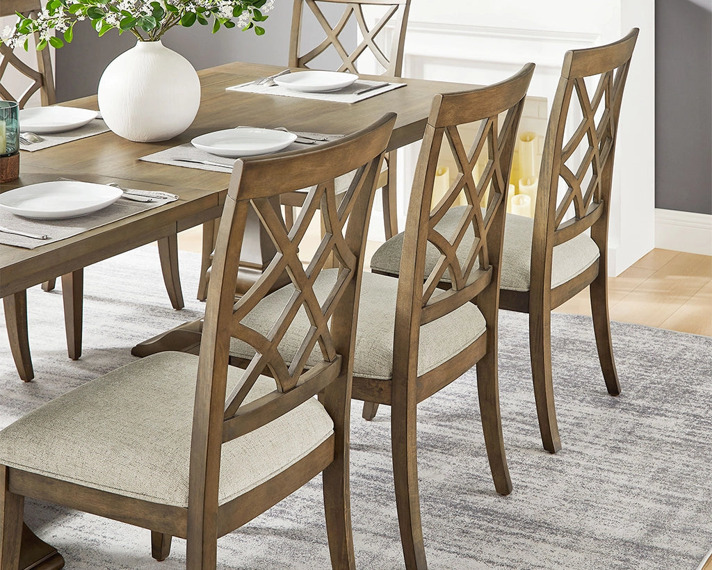 (1 Table + 2 Arm Chairs + 4 Armless Chairs)Retro 102.01 Inch Extendable 7 PCS Wooden Dining Table Set