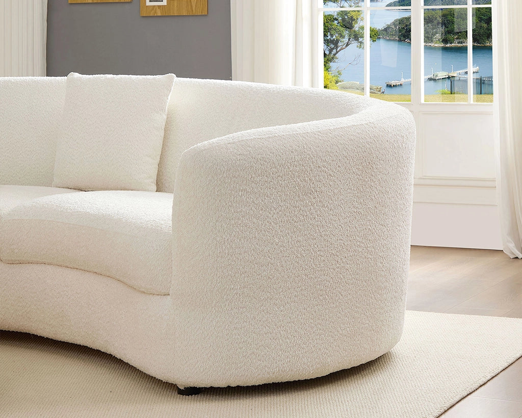2PCs set Classic Curved Tight Back Sofa, Upholstered Comfy Couch for Living Room