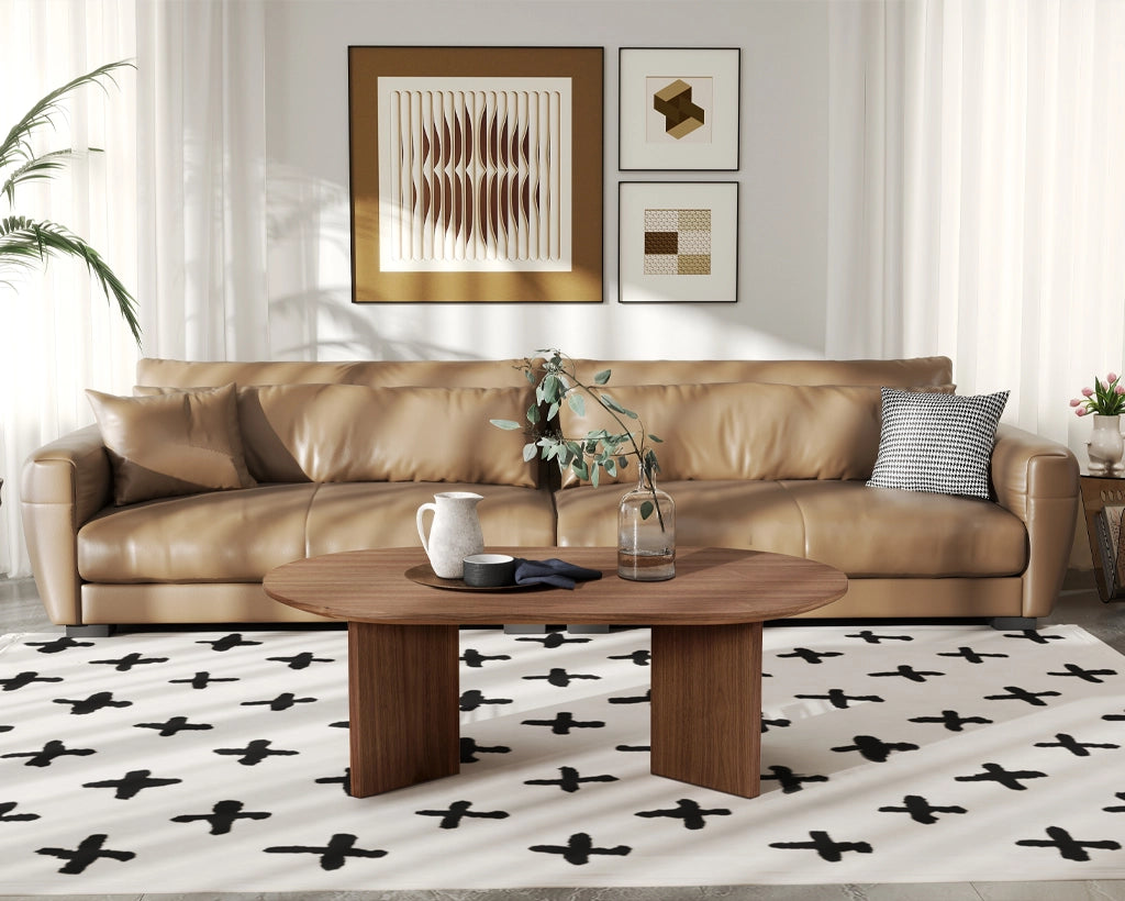 39.37" Modern Oval Coffee Table with Sturdy Pedestal