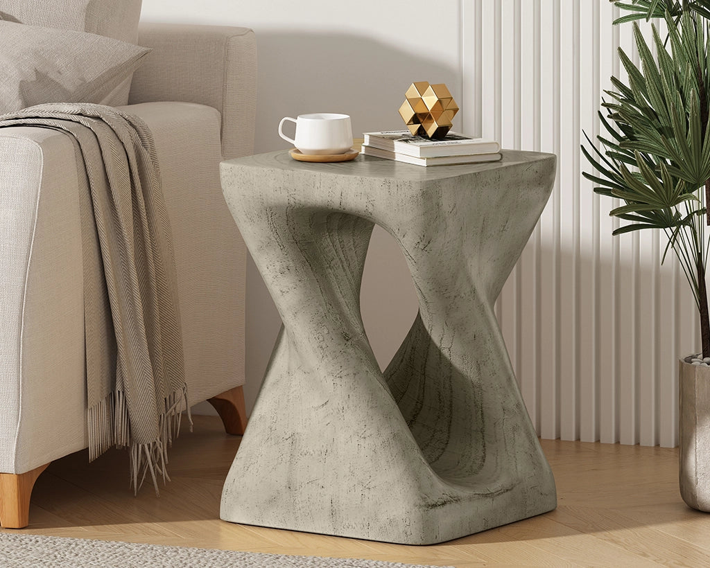 Sculptural MGO Coffee Table, Wood-Grain Finish, Multi-Color