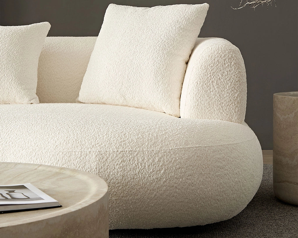 102.36 inch 4-Seat Boucle Fabric Cream Style Couch