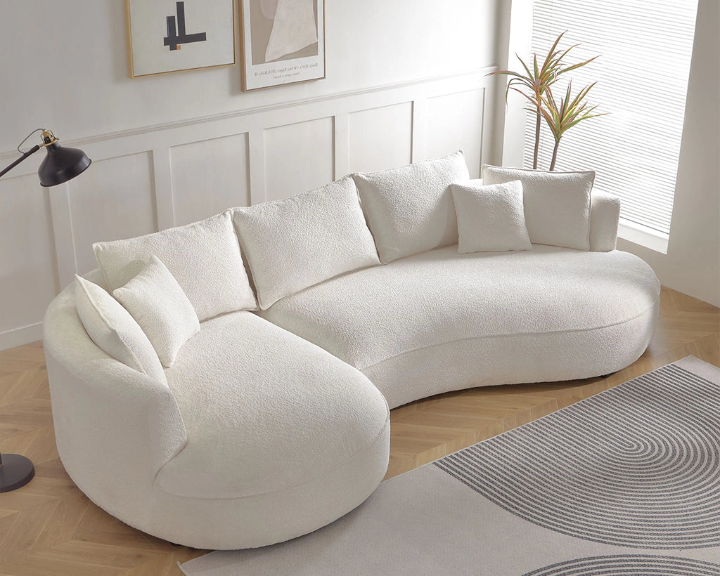 124.80"Beige Curved Sofa with Ingenious Shape – Modern, Stylish Design