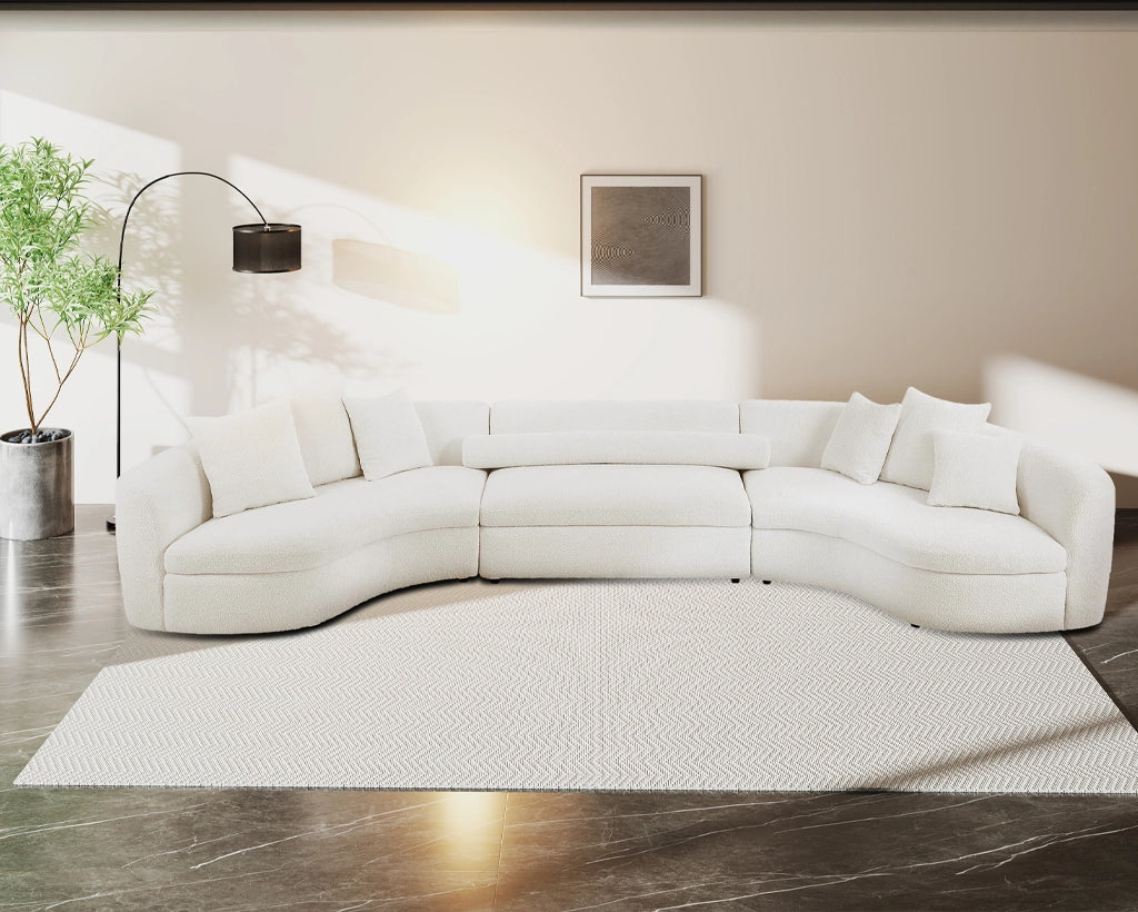 Oversized Modern 3-Piece Upholstered Sofa – Ultimate Comfort 6-8 Seater– White