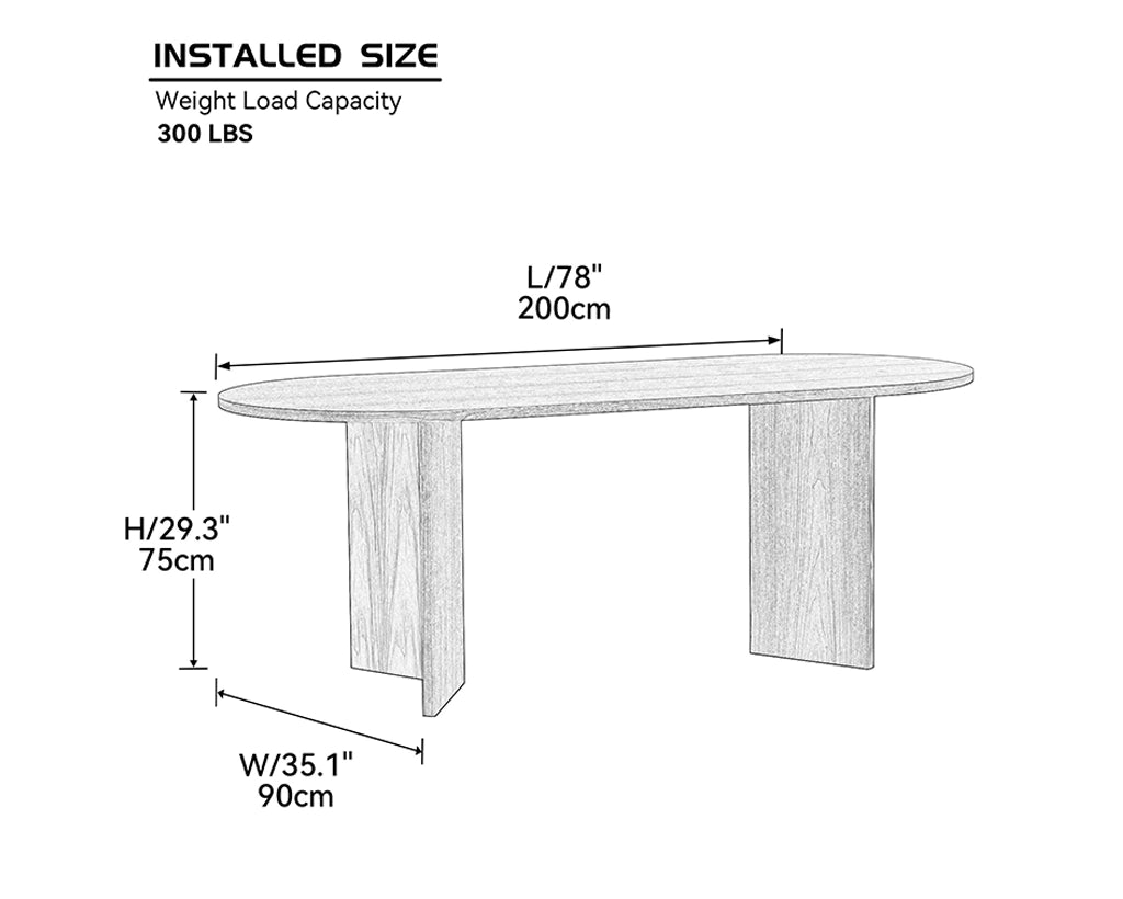 78" Wood Dining Table for Small Spaces