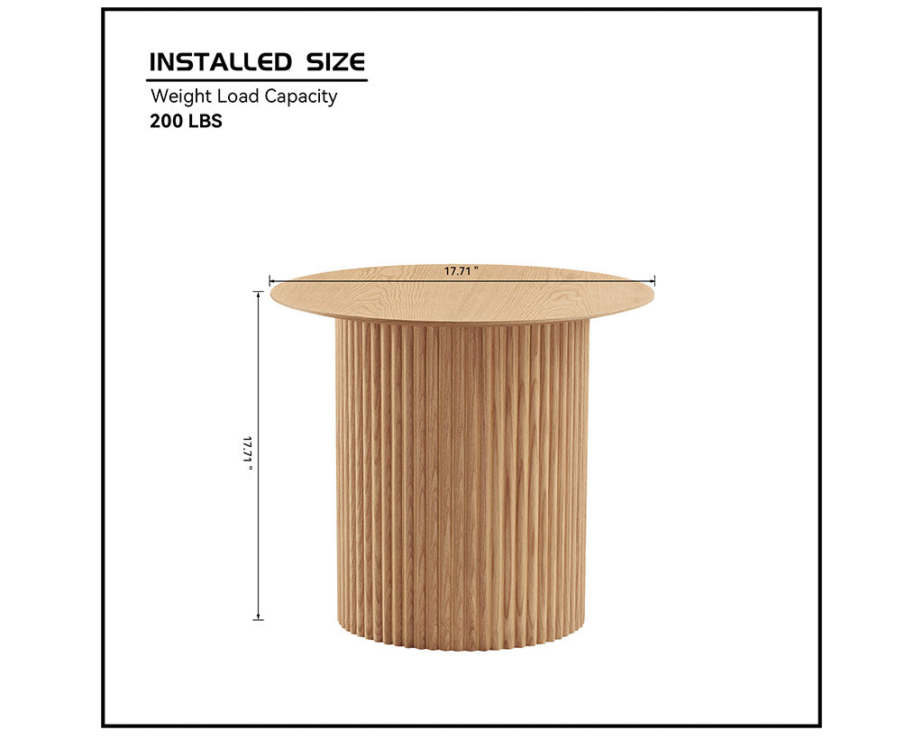 17.71 inch Round Fluted Side Table Circle Small Accent Table