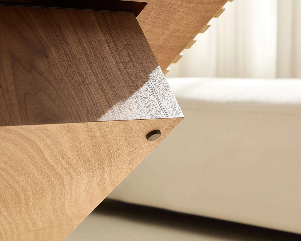 35.43" Handcrafted Square Drum Coffee Table - Modern Wooden Design with Sturdy MDF Pedestal