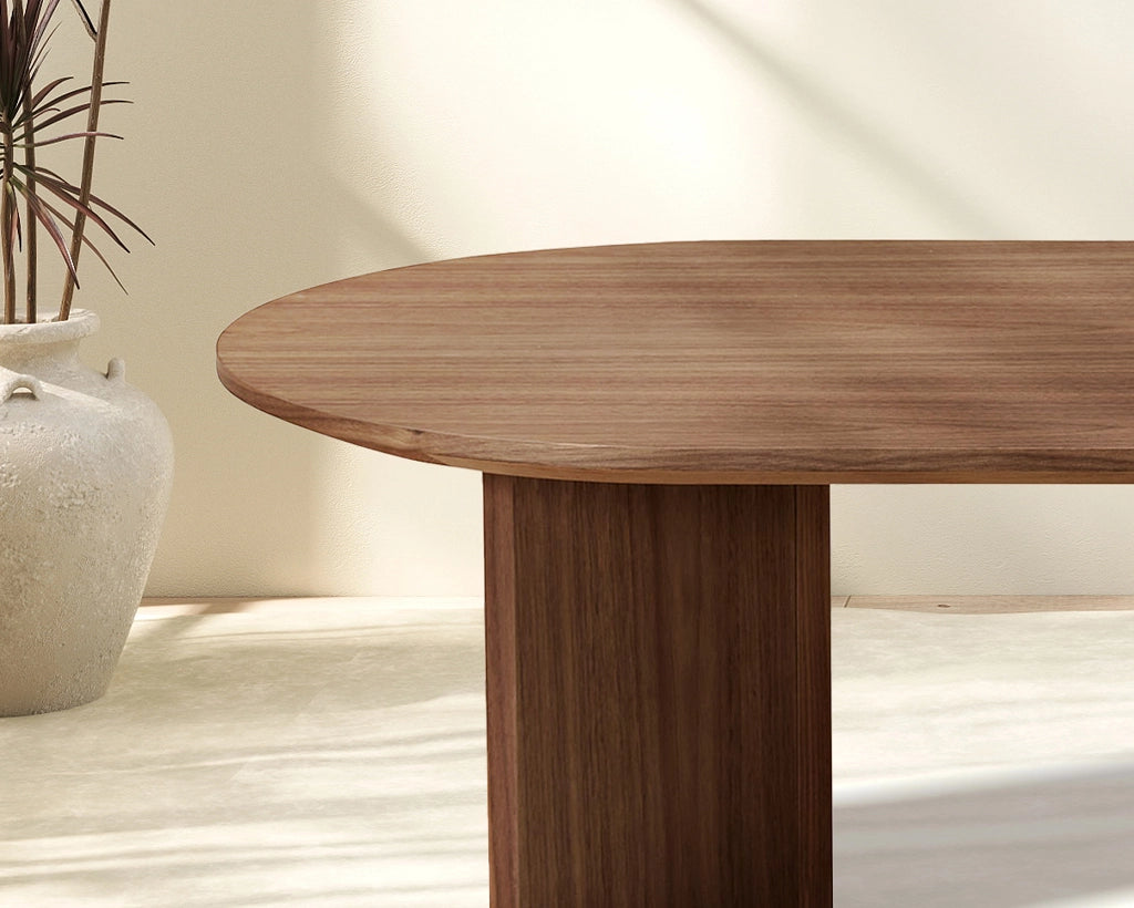 39.37" Modern Oval Coffee Table with Sturdy Pedestal