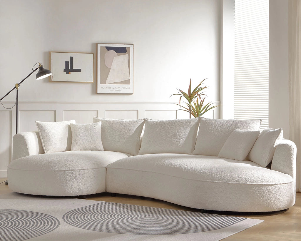 124.80"Beige Curved Sofa with Ingenious Shape – Modern, Stylish Design
