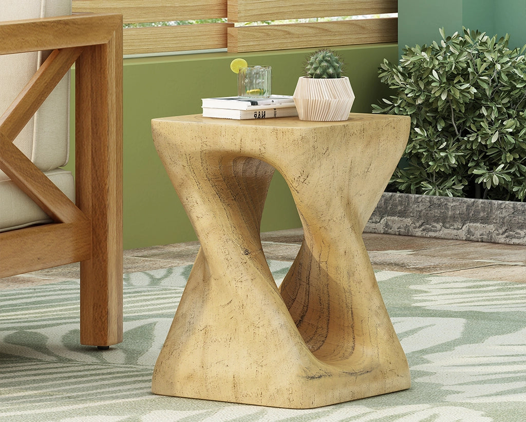 Sculptural MGO Coffee Table, Wood-Grain Finish, Multi-Color