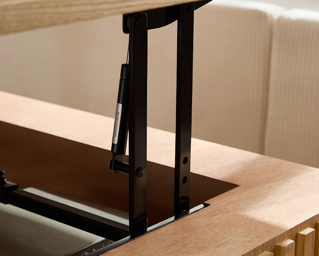 35.43 Inch Modern Handcraft Drum Coffee Table Lift Top Wooden with Hidden Storage Space