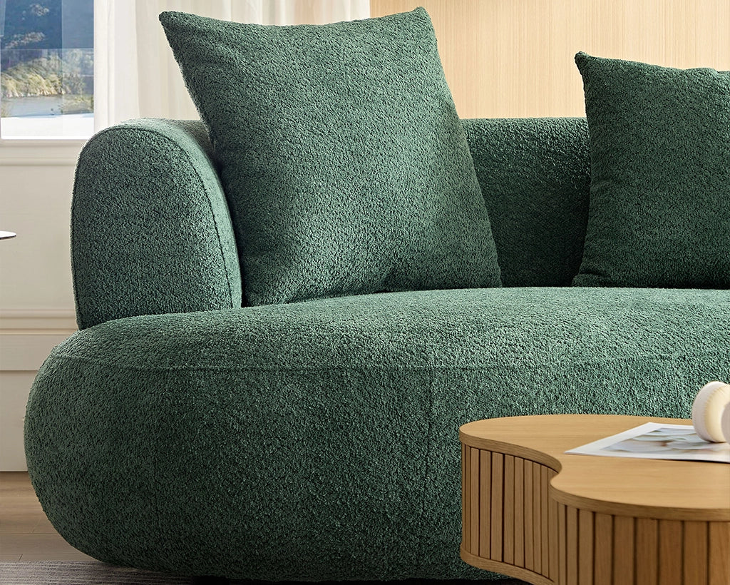 102.36 inch 4-Seat Boucle Fabric Cream Style Couch