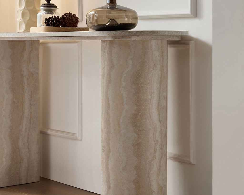 55.12" Faux Marble Console Table with Modern Design