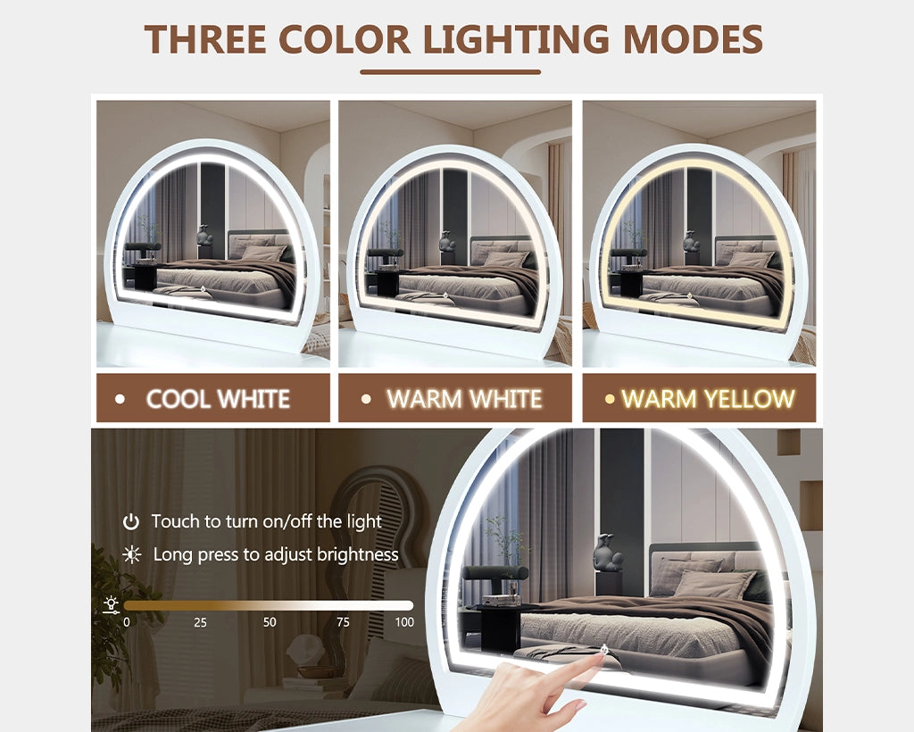 39" Makeup Vanity Table with Mirror Touch Screen Lighted Mirror