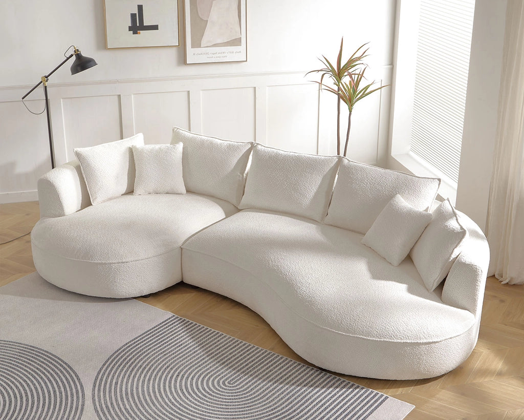 124.80"Beige Curved Sofa with Ingenious Shape – Modern, Stylish Design