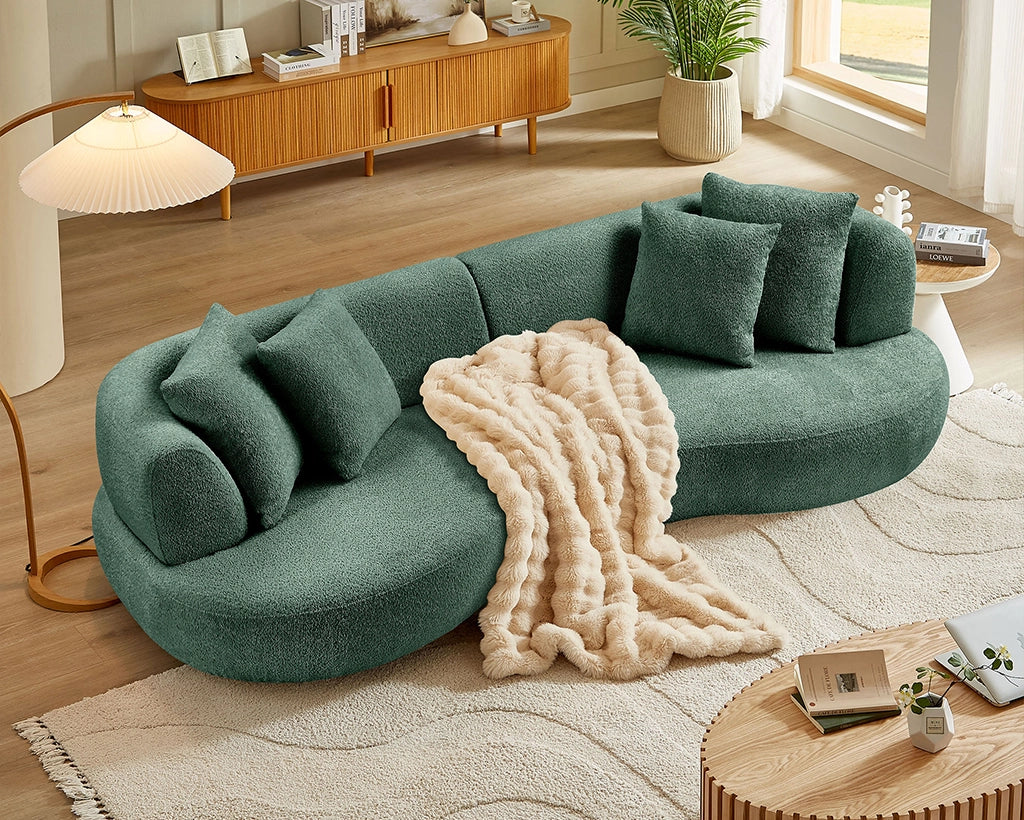 102.36 inch 4-Seat Boucle Fabric Cream Style Couch